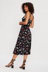 Dorothy Perkins Black Red Floral Tie Front Midi thumbnail 3