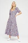 Dorothy Perkins Purple Large Floral Ss Tiered Midi thumbnail 1