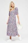 Dorothy Perkins Purple Large Floral Ss Tiered Midi thumbnail 2