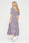 Dorothy Perkins Purple Large Floral Ss Tiered Midi thumbnail 3