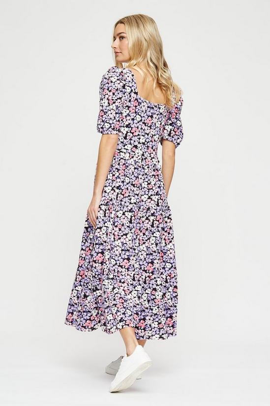 Dorothy Perkins Purple Large Floral Ss Tiered Midi 3