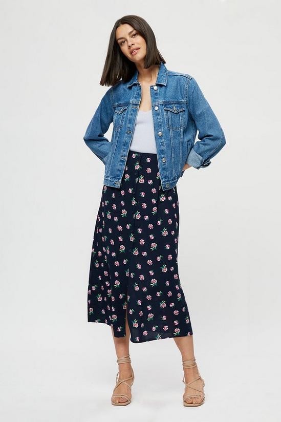 Dorothy Perkins Navy Floral Button Midaxi Skirt 1