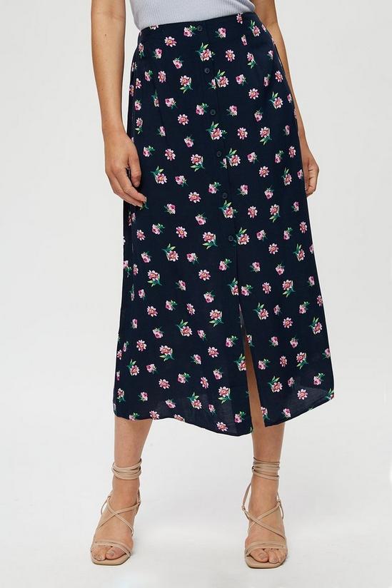 Dorothy Perkins Navy Floral Button Midaxi Skirt 2