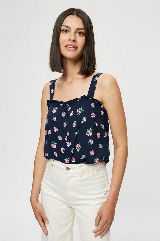 Dorothy Perkins Navy Floral Built Up Button Cami 1