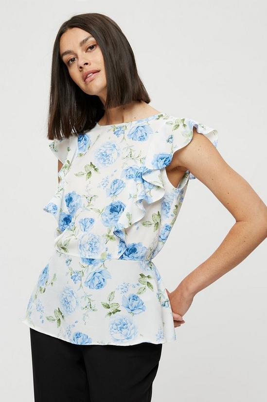 Dorothy Perkins Blue Floral Tie Back Shell Top 1