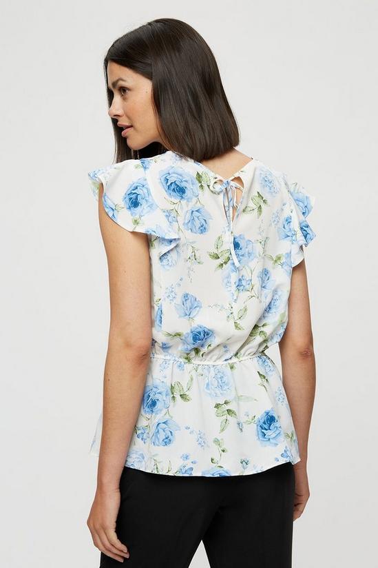 Dorothy Perkins Blue Floral Tie Back Shell Top 3