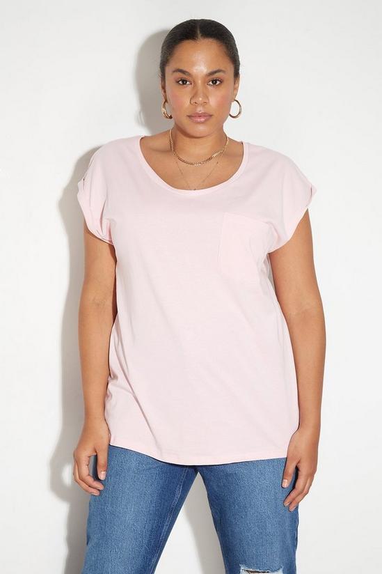 Dorothy Perkins Curve Blush Roll Sleeve T-shirt 2