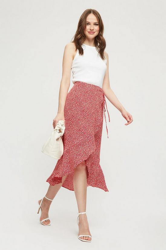 Dorothy Perkins Red Leopard Wrap Skirt 1