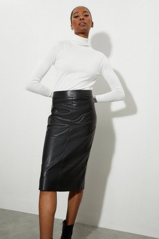 Dorothy Perkins Tall Faux Leather Seam Detail Midi Skirt 1