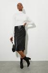 Dorothy Perkins Tall Faux Leather Seam Detail Midi Skirt thumbnail 2