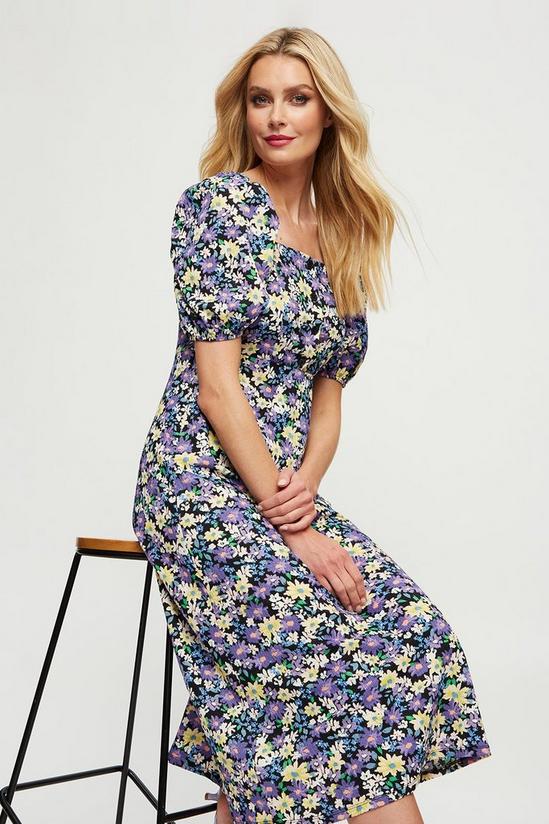 Dorothy Perkins Peach Lilac Floral Button Front Midi 1