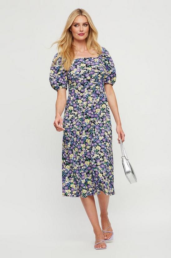 Dorothy Perkins Peach Lilac Floral Button Front Midi 2