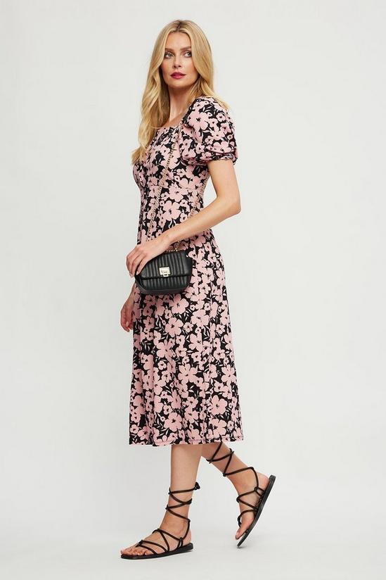 Dorothy Perkins Black Pink Floral Button Front Midi 2