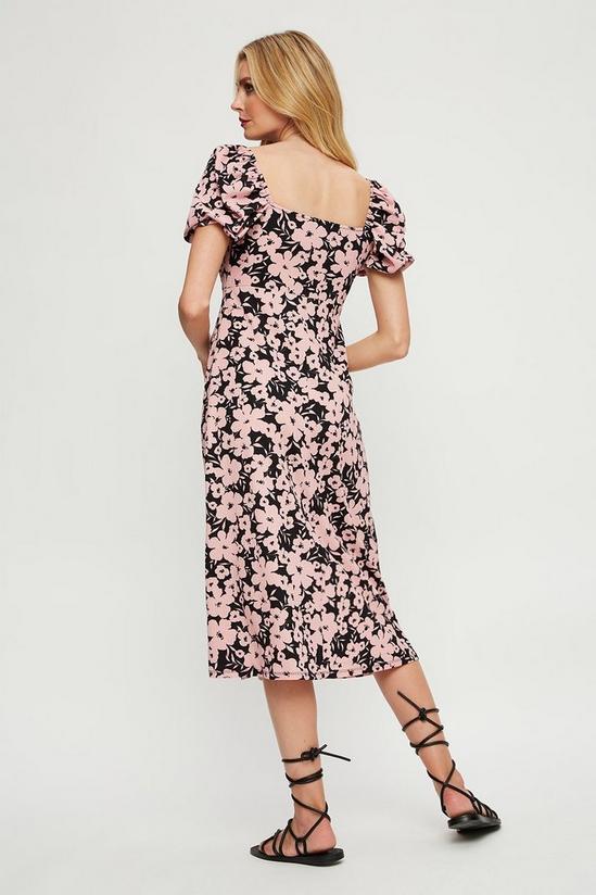 Dorothy Perkins Black Pink Floral Button Front Midi 3