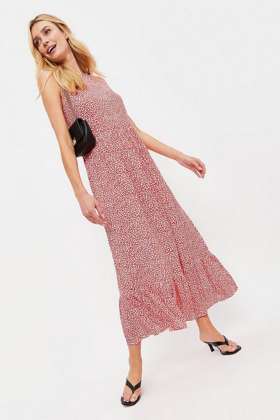 Dorothy Perkins Tall Pink And Red Leopard Frill Maxi Dress 1