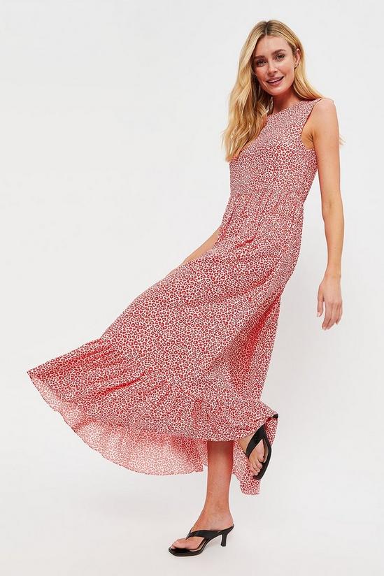Dorothy Perkins Tall Pink And Red Leopard Frill Maxi Dress 2