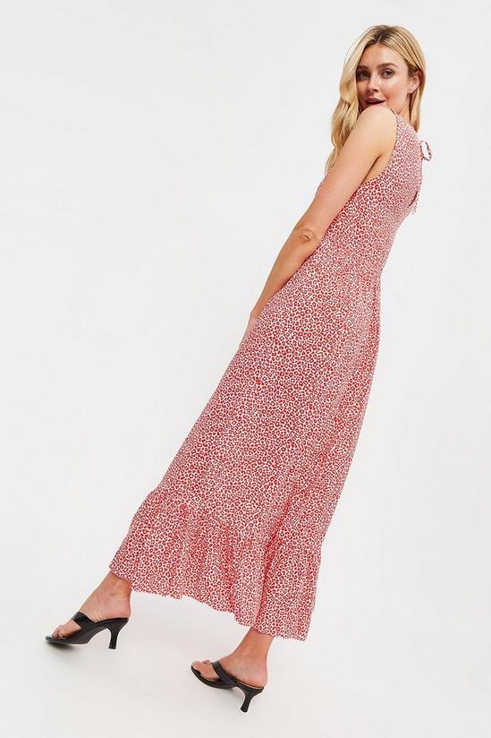Dorothy Perkins Tall Pink And Red Leopard Frill Maxi Dress 3