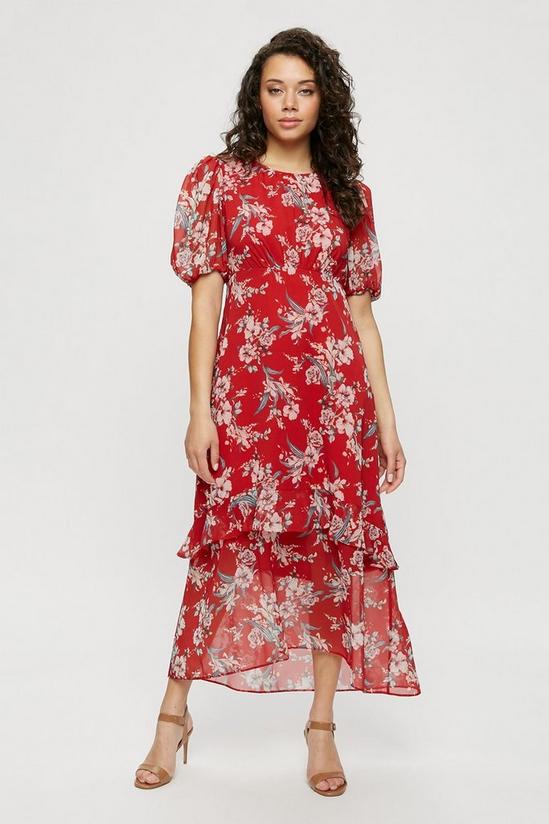 Dorothy Perkins Red Floral Midi Dress 1