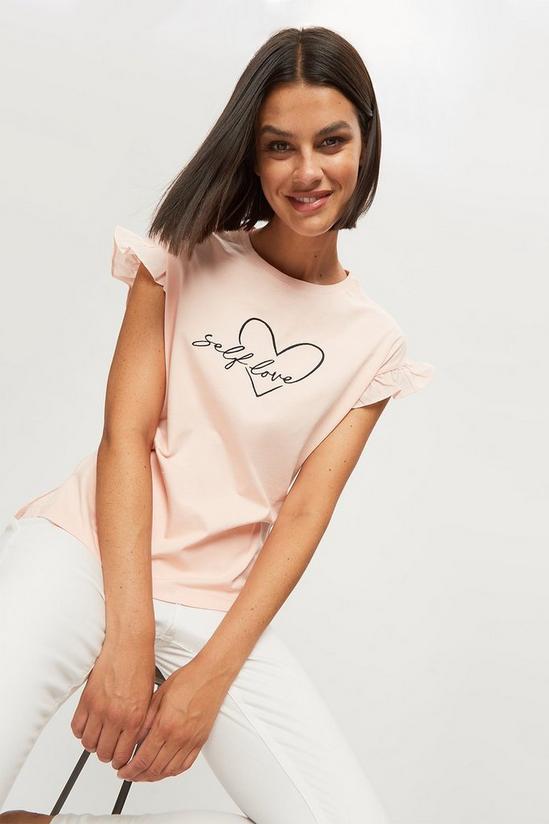 Dorothy Perkins Frill Sleeve Graphic T-shirt 1