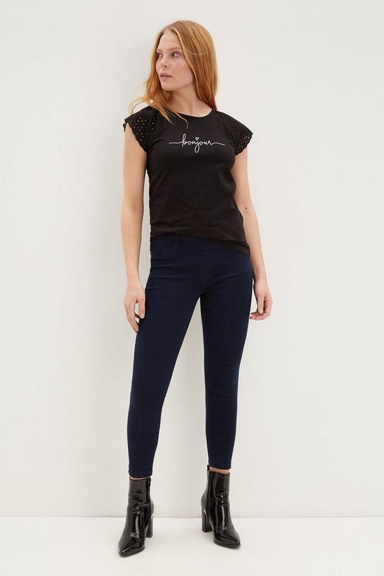 Dorothy Perkins Broderie Sleeve Embroidered T-shirt 2