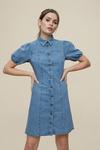 Dorothy Perkins Blue Lightwash Seamed Denim Shirt Dress thumbnail 1