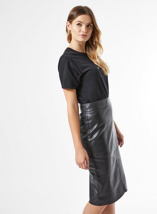 Dorothy Perkins Black Faux Leather Midi Skirt 5