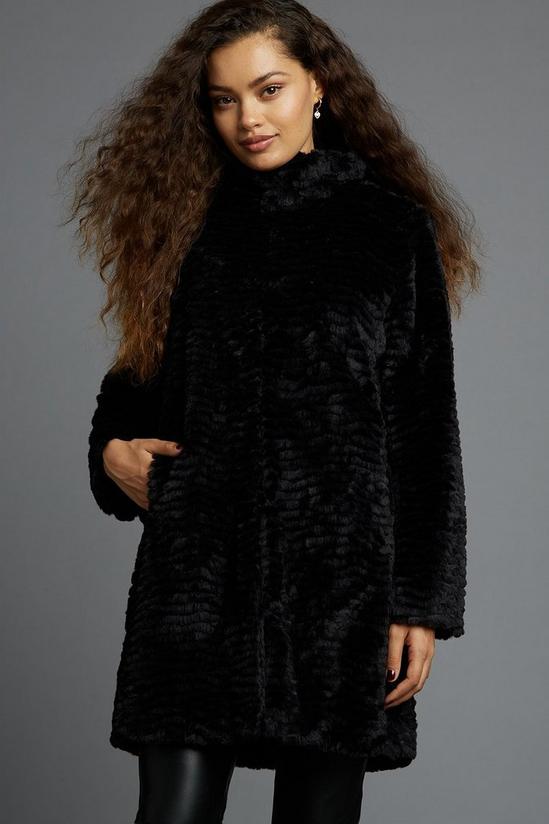 Dorothy Perkins Petites Black Faux Fur Coat 1