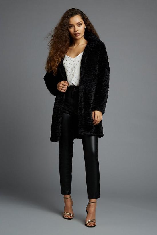 Dorothy Perkins Petites Black Faux Fur Coat 2