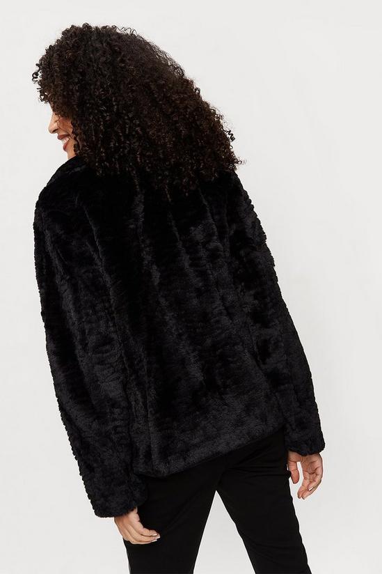 Dorothy Perkins Black Short Textured Faux Fur Coat 3