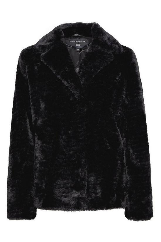 Dorothy Perkins Black Short Textured Faux Fur Coat 5