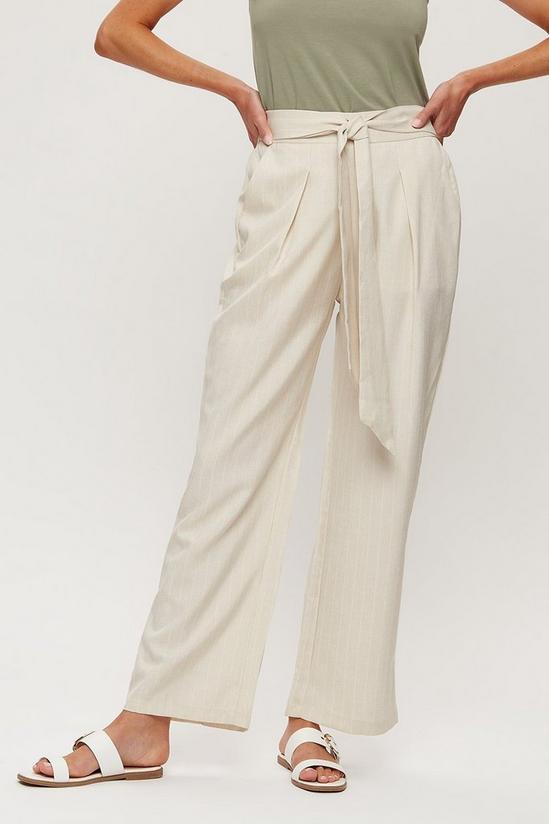 Dorothy Perkins Stone Stripe Linen Look Wide Leg Trousers 2