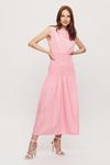 Dorothy Perkins Pink Poplin Shirred Body Midaxi Dress thumbnail 1
