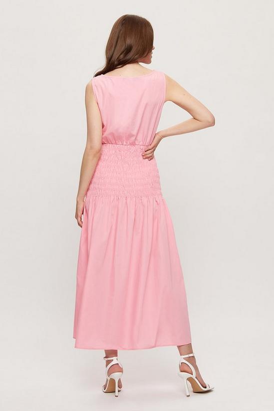 Dorothy Perkins Pink Poplin Shirred Body Midaxi Dress 3