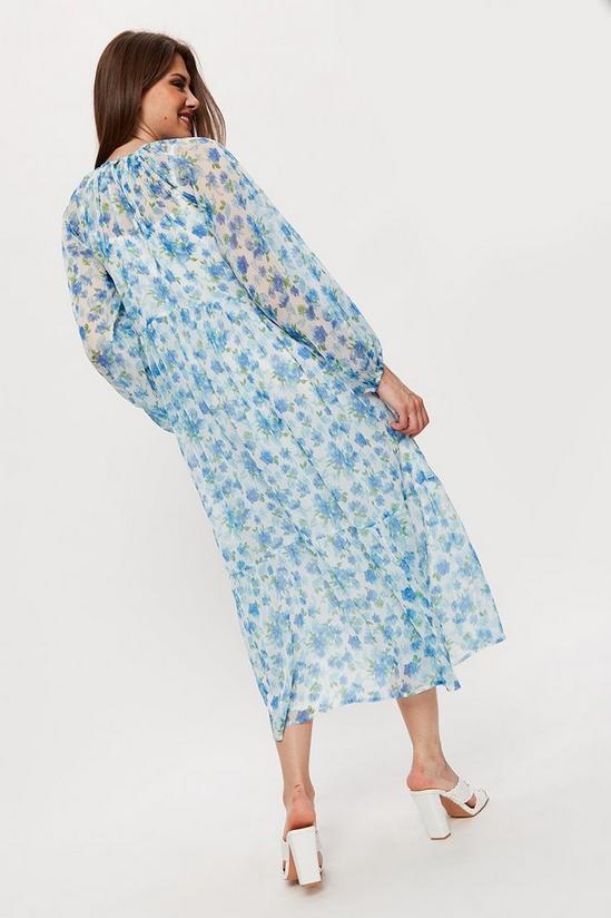 Dorothy Perkins Blue Floral Chiffon Smock Midaxi Dress 3