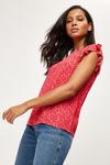 Dorothy Perkins Pink Red Ditsy Crinkle Shirred Top thumbnail 1
