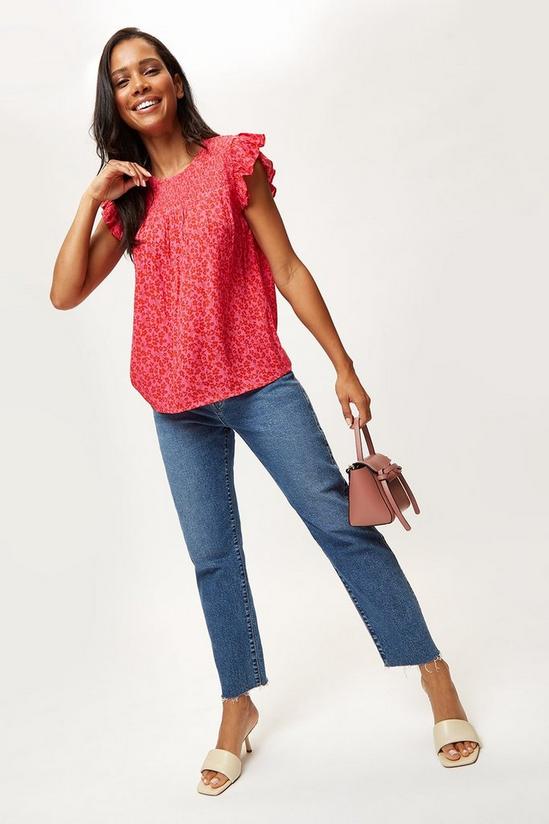 Dorothy Perkins Pink Red Ditsy Crinkle Shirred Top 2