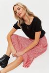 Dorothy Perkins Petite Pink & Red Leopard Frill Detail Skirt thumbnail 1