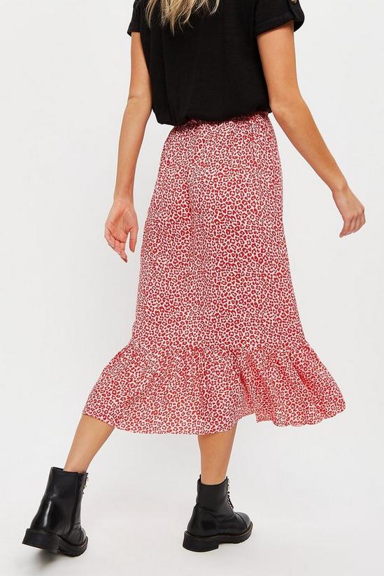 Dorothy Perkins Petite Pink & Red Leopard Frill Detail Skirt 3