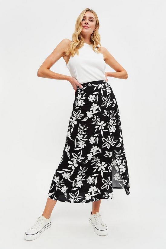 Dorothy Perkins Tall Mono Silhouette Floral Midi Skirt 2