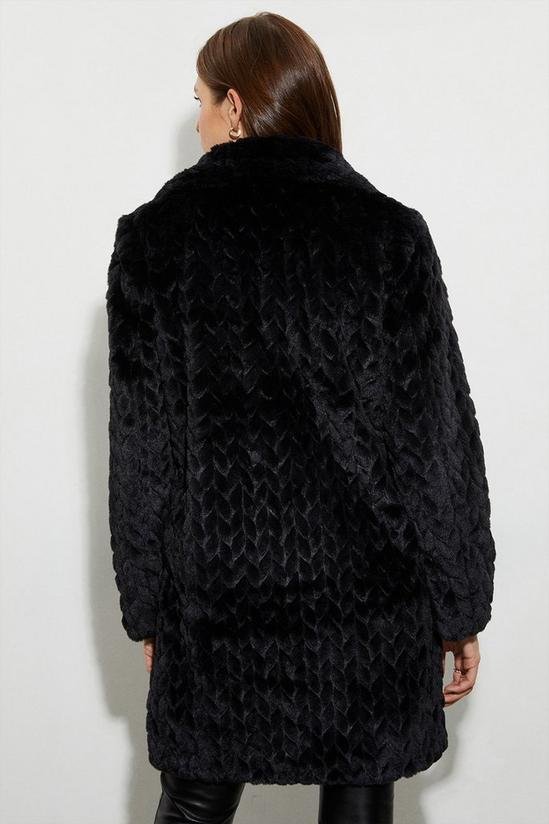 Dorothy Perkins Longline Textured Faux Fur Coat 3