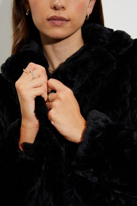 Dorothy Perkins Longline Textured Faux Fur Coat 4