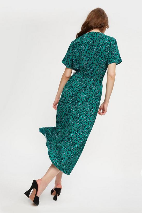 Dorothy Perkins Green Leopard Wrap Midi Dress 3