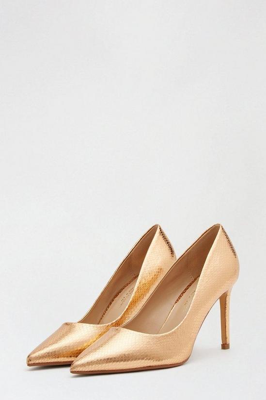 Dorothy Perkins Wide Fit Rose Gold Dash Pointed Court Shoe 1