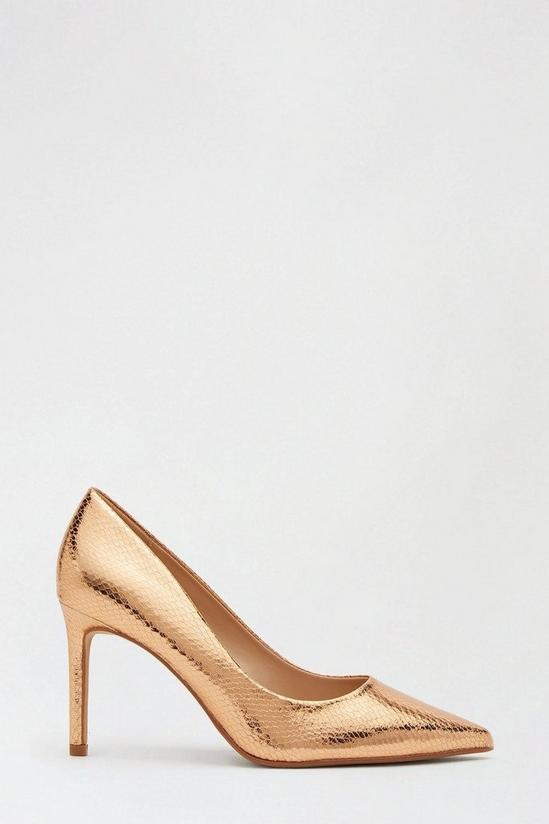 Dorothy Perkins Wide Fit Rose Gold Dash Pointed Court Shoe 3