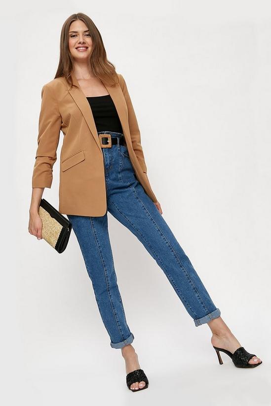 Dorothy Perkins Tall Camel Ruched Sleeve Blazer 2