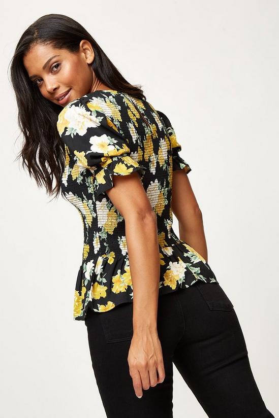 Dorothy Perkins Yellow Floral Shirred Bodice Top 3