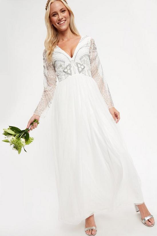 Dorothy Perkins V Neck White Bridal Embellished Dress 2