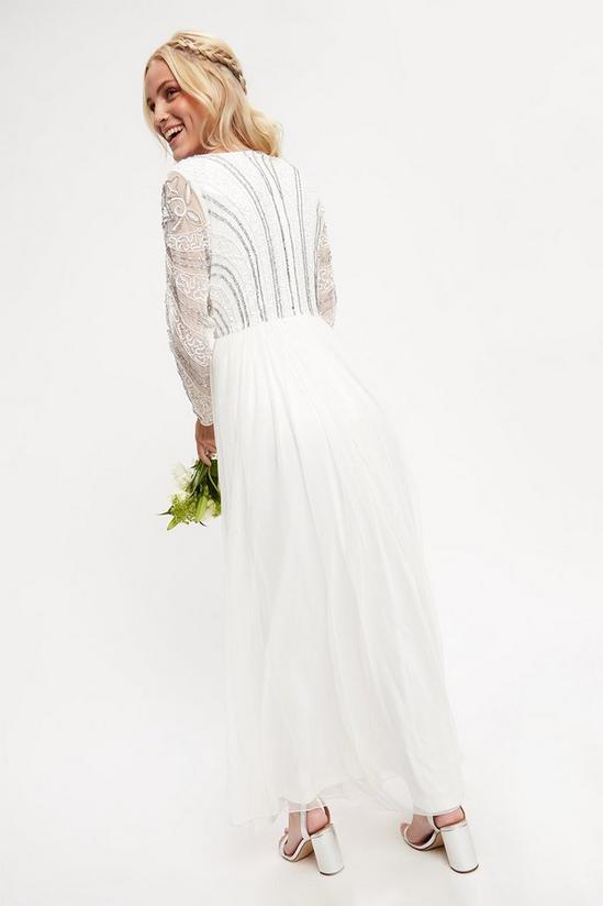 Dorothy Perkins V Neck White Bridal Embellished Dress 3