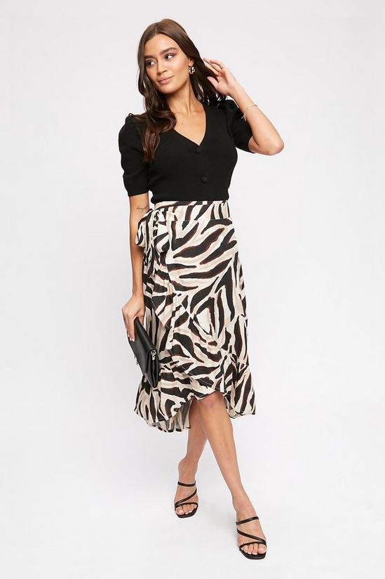 Dorothy Perkins Neutral Zebra Print Wrap Skirt 1