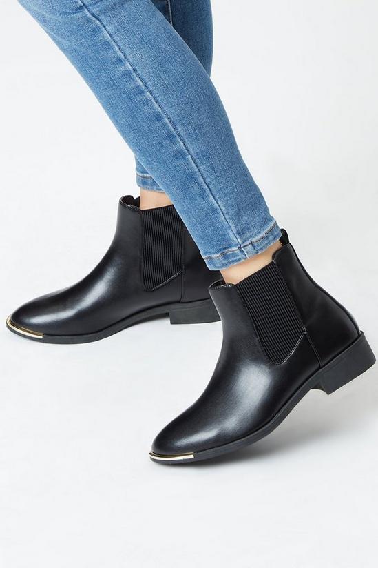 Dorothy Perkins Wide Fit Milo Gold Clip Detail Chelsea Boots 2